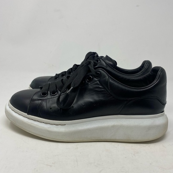 Alexander McQueen Larry Black Leather Platform Sneakers Size 41 - Picture 2 of 13